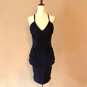 Navy Strappy Open Back Bebe Mini Dress - XS